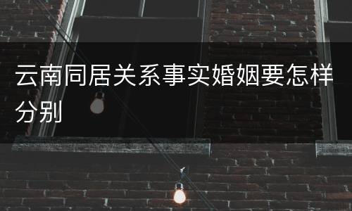 云南同居关系事实婚姻要怎样分别