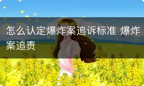 怎么认定爆炸案追诉标准 爆炸案追责