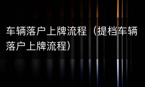 车辆落户上牌流程（提档车辆落户上牌流程）