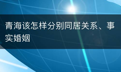 青海该怎样分别同居关系、事实婚姻