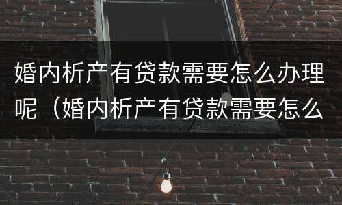 婚内析产有贷款需要怎么办理呢（婚内析产有贷款需要怎么办理呢视频）