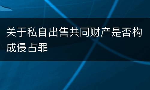 关于私自出售共同财产是否构成侵占罪