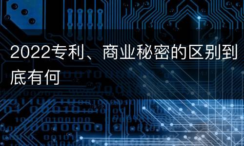 2022专利、商业秘密的区别到底有何