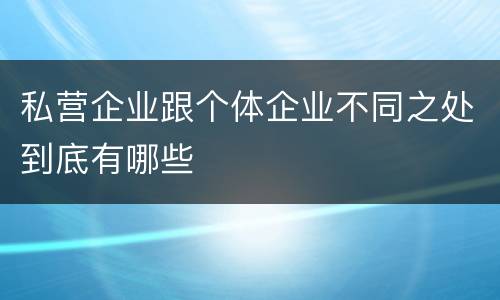 私营企业跟个体企业不同之处到底有哪些