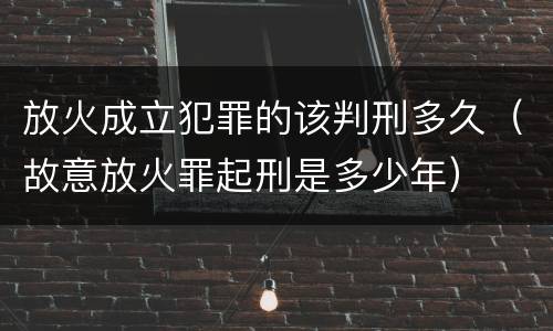 放火成立犯罪的该判刑多久（故意放火罪起刑是多少年）