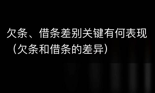 欠条、借条差别关键有何表现（欠条和借条的差异）