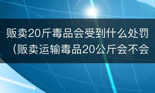 贩卖20斤毒品会受到什么处罚（贩卖运输毒品20公斤会不会判死刑吗）