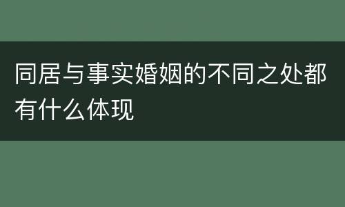同居与事实婚姻的不同之处都有什么体现