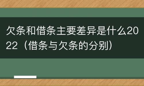欠条和借条主要差异是什么2022（借条与欠条的分别）