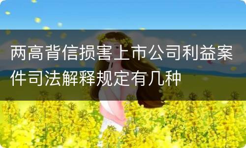 两高背信损害上市公司利益案件司法解释规定有几种
