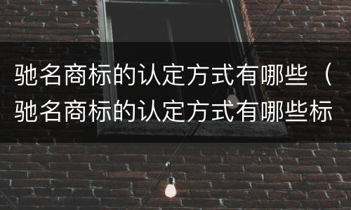驰名商标的认定方式有哪些（驰名商标的认定方式有哪些标准）