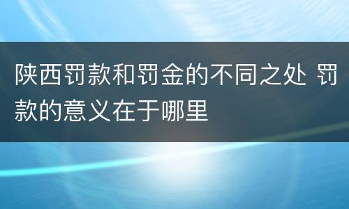 陕西罚款和罚金的不同之处 罚款的意义在于哪里