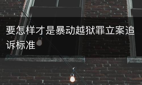 要怎样才是暴动越狱罪立案追诉标准