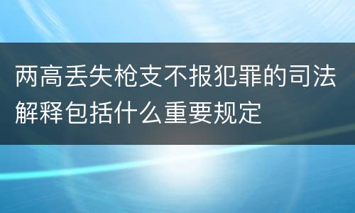 两高丢失枪支不报犯罪的司法解释包括什么重要规定