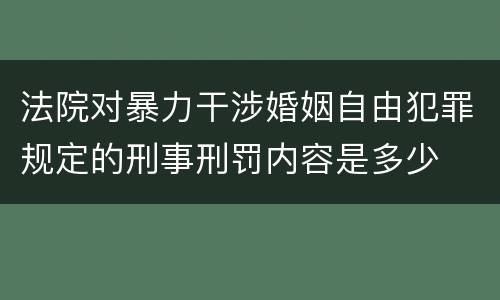 法院对暴力干涉婚姻自由犯罪规定的刑事刑罚内容是多少