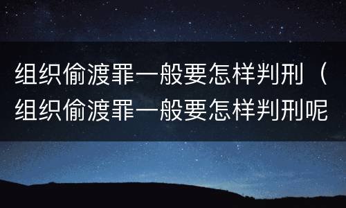 组织偷渡罪一般要怎样判刑（组织偷渡罪一般要怎样判刑呢）