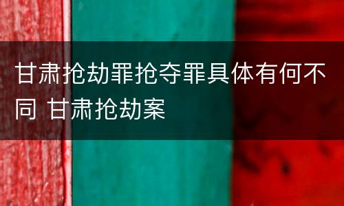甘肃抢劫罪抢夺罪具体有何不同 甘肃抢劫案