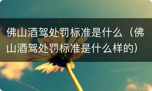 佛山酒驾处罚标准是什么（佛山酒驾处罚标准是什么样的）