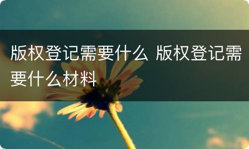 版权登记需要什么 版权登记需要什么材料