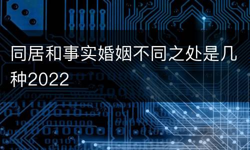 同居和事实婚姻不同之处是几种2022
