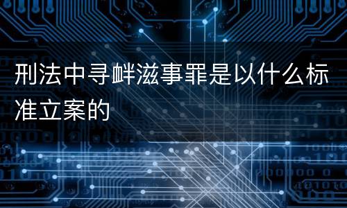 刑法中寻衅滋事罪是以什么标准立案的