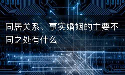 同居关系、事实婚姻的主要不同之处有什么