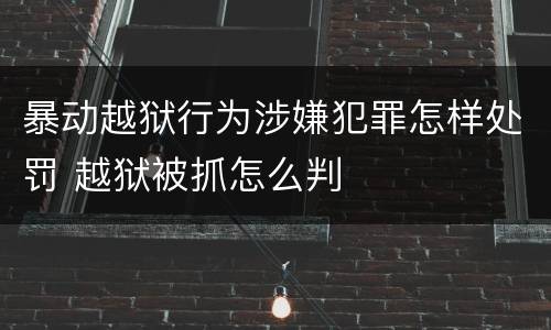 暴动越狱行为涉嫌犯罪怎样处罚 越狱被抓怎么判