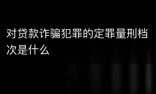 对贷款诈骗犯罪的定罪量刑档次是什么