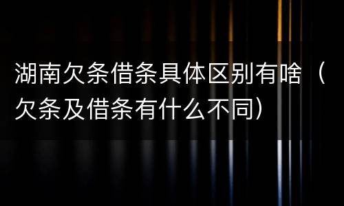 湖南欠条借条具体区别有啥（欠条及借条有什么不同）