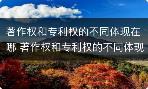著作权和专利权的不同体现在哪 著作权和专利权的不同体现在哪里