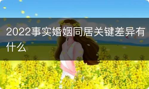 2022事实婚姻同居关键差异有什么