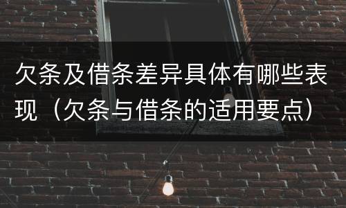 欠条及借条差异具体有哪些表现（欠条与借条的适用要点）