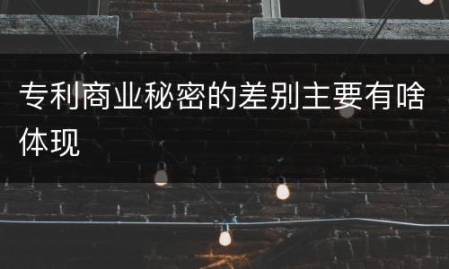 专利商业秘密的差别主要有啥体现