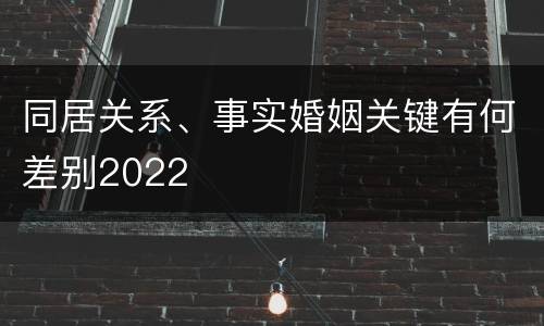 同居关系、事实婚姻关键有何差别2022
