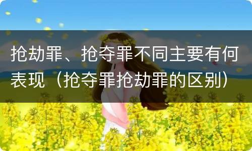 抢劫罪、抢夺罪不同主要有何表现（抢夺罪抢劫罪的区别）