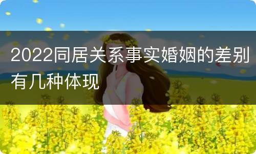 2022同居关系事实婚姻的差别有几种体现