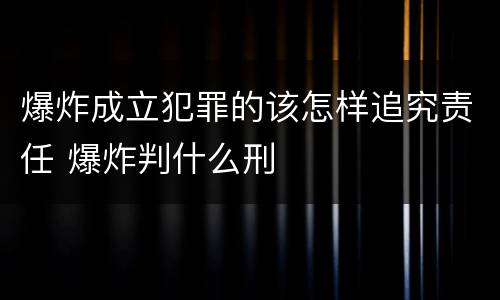 爆炸成立犯罪的该怎样追究责任 爆炸判什么刑