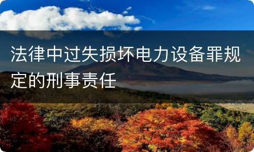法律中过失损坏电力设备罪规定的刑事责任