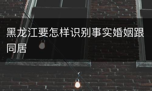 黑龙江要怎样识别事实婚姻跟同居