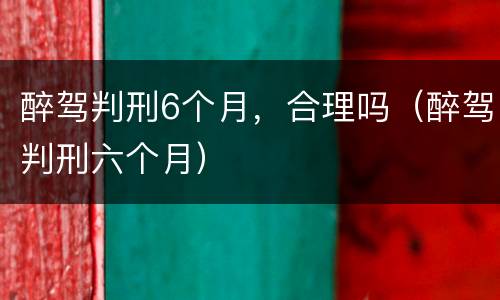 醉驾判刑6个月，合理吗（醉驾判刑六个月）