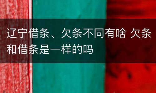 辽宁借条、欠条不同有啥 欠条和借条是一样的吗