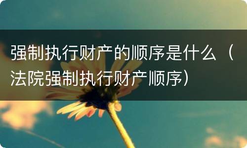 强制执行财产的顺序是什么（法院强制执行财产顺序）
