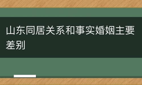 山东同居关系和事实婚姻主要差别
