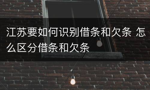 江苏要如何识别借条和欠条 怎么区分借条和欠条