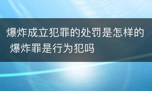 爆炸成立犯罪的处罚是怎样的 爆炸罪是行为犯吗