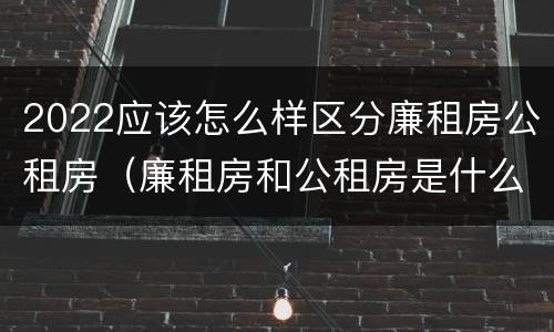 2022应该怎么样区分廉租房公租房（廉租房和公租房是什么意思）