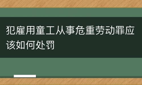 犯雇用童工从事危重劳动罪应该如何处罚
