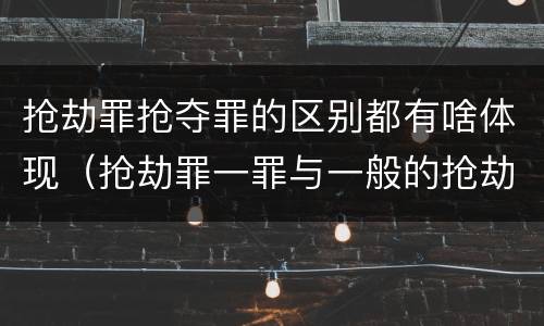 抢劫罪抢夺罪的区别都有啥体现（抢劫罪一罪与一般的抢劫罪区别）