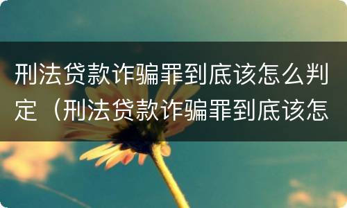 刑法贷款诈骗罪到底该怎么判定（刑法贷款诈骗罪到底该怎么判定的）