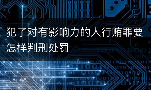 犯了对有影响力的人行贿罪要怎样判刑处罚
